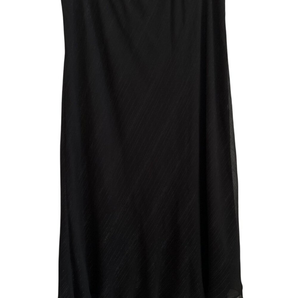 Black & Silver Elegant Long Chiffon Midi Skirt Flowy Lightweight Design Size 10